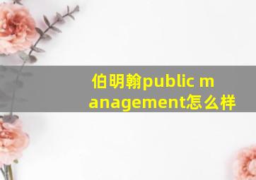 伯明翰public management怎么样